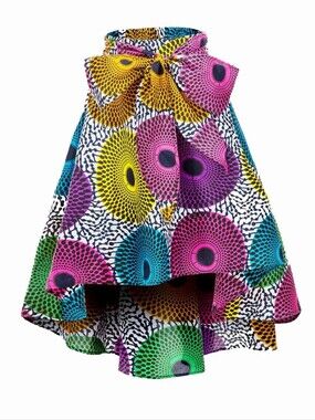 SHENBOLEN AFRICAN ANKARA SKIRT FLOWER PRINT SZ L